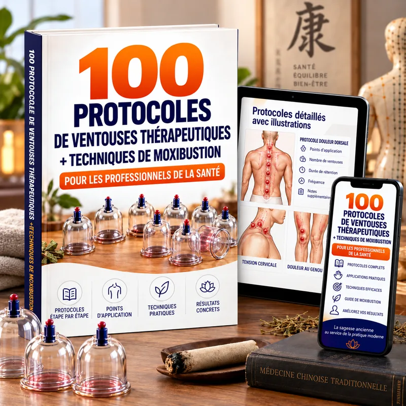 Couverture du manuel 100 protocoles de ventousothérapie et techniques de moxibustion